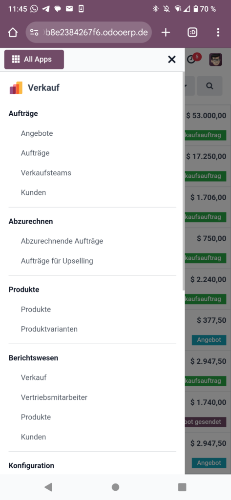 Odoo 18 Mobile_Ansicht_Angebote_Menu_initos